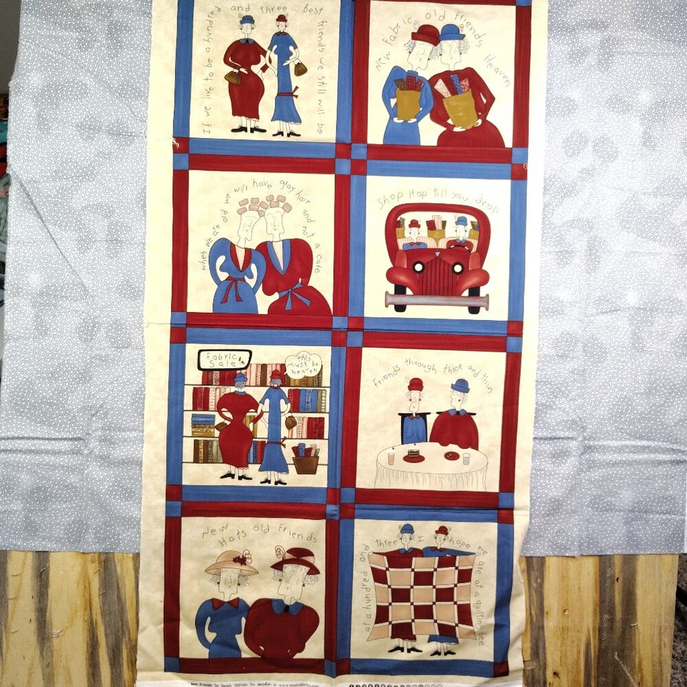 Sandy Gervais Best Friends Moda 8 Squares Fabric Panel Quilt Wall Hanging